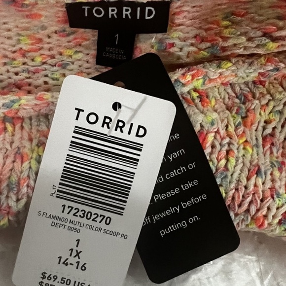 Flamingo Sweater Pullover-Torrid Women's Size 1X/14-16 Cotton Blend PeachBlue - Picture 11 of 12